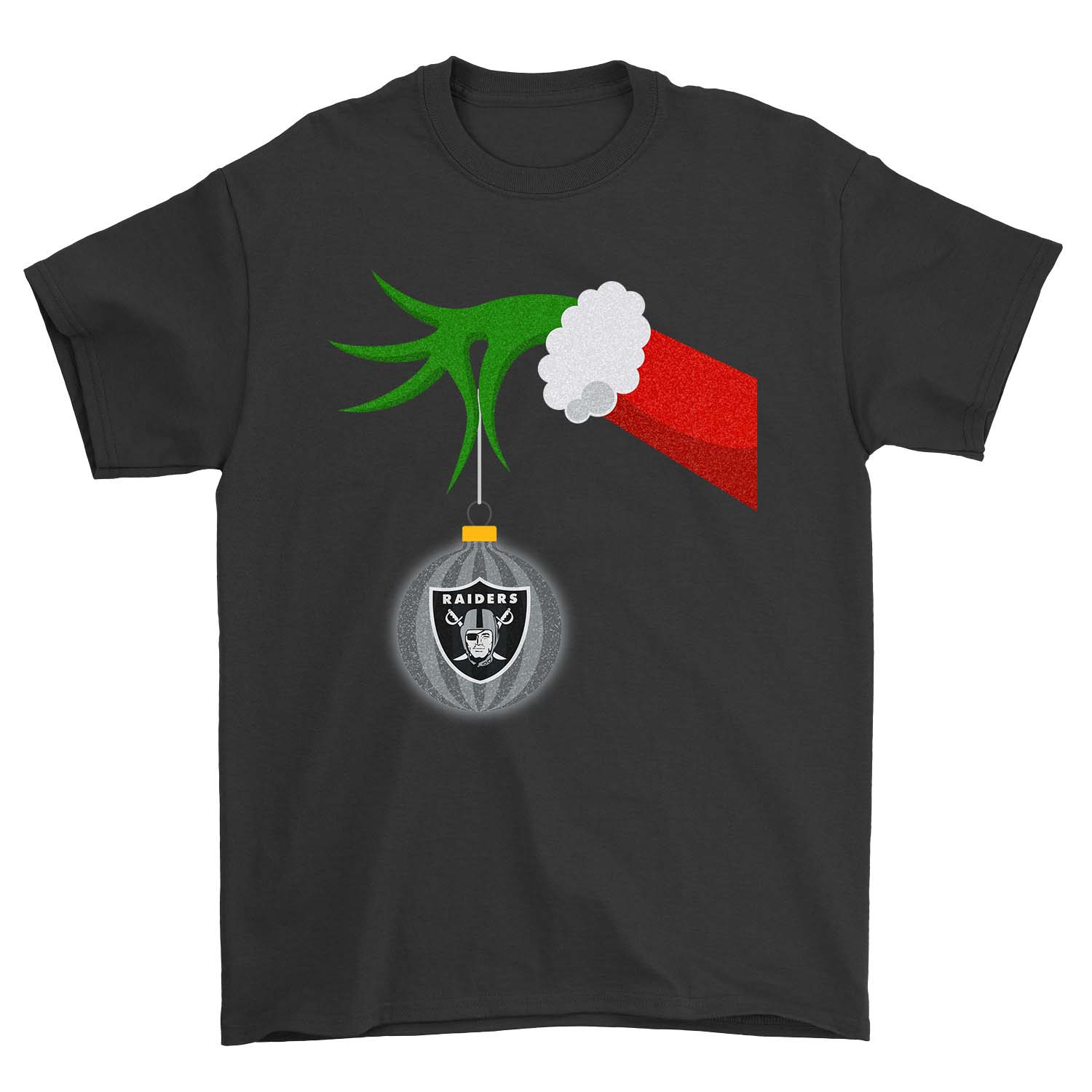 Oakland Raiders "grinch Hand" Holiday T-Shirt